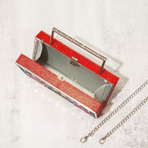 Rhinestone Embellished Boom Box/Radio Evening Clutch Bag - Picture 6 of 7